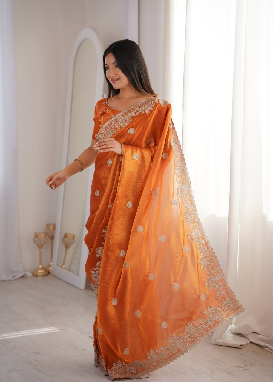 Fendy Crush Zari Embroidered Saree