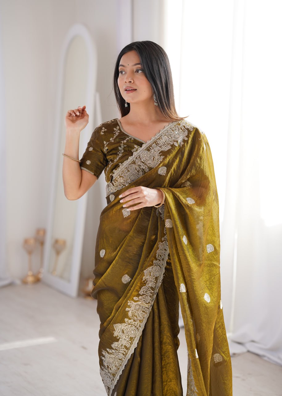 Fendy Crush Zari Embroidered Saree