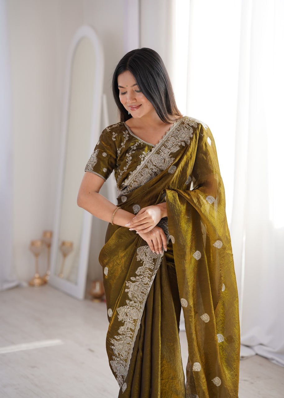 Fendy Crush Zari Embroidered Saree
