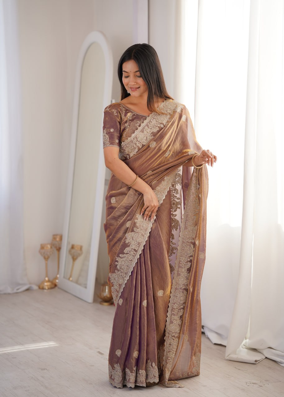 Fendy Crush Zari Embroidered Saree