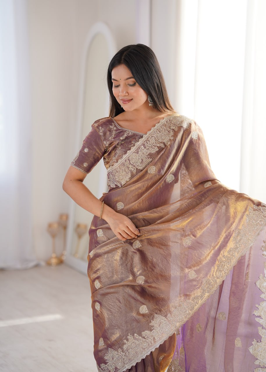 Fendy Crush Zari Embroidered Saree