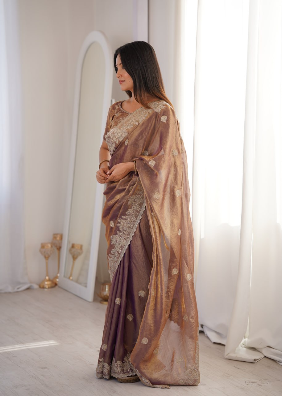 Fendy Crush Zari Embroidered Saree