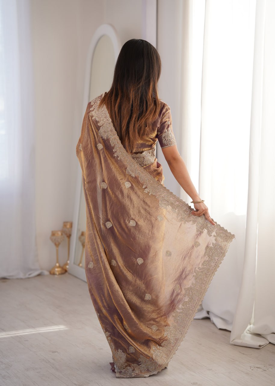 Fendy Crush Zari Embroidered Saree