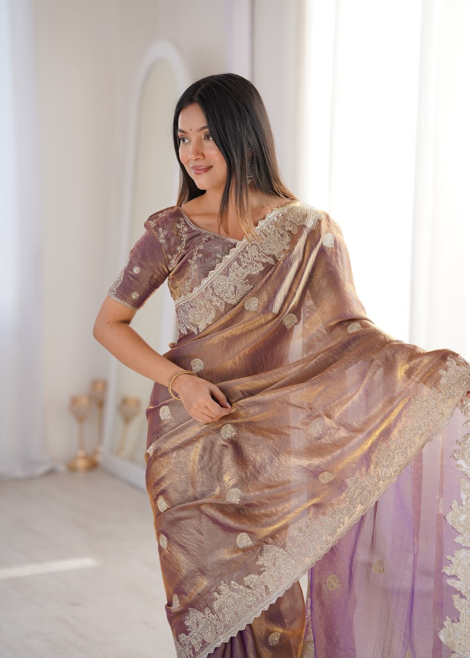 Fendy Crush Zari Embroidered Saree