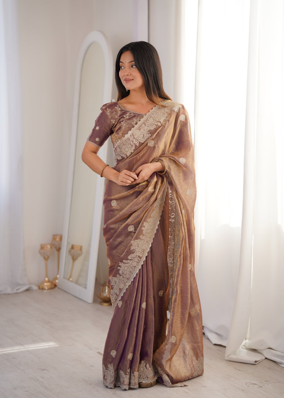 Fendy Crush Zari Embroidered Saree