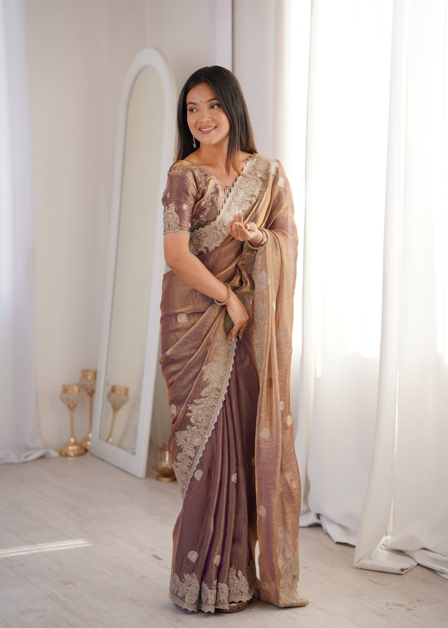Fendy Crush Zari Embroidered Saree