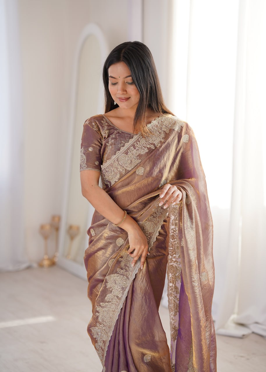 Fendy Crush Zari Embroidered Saree