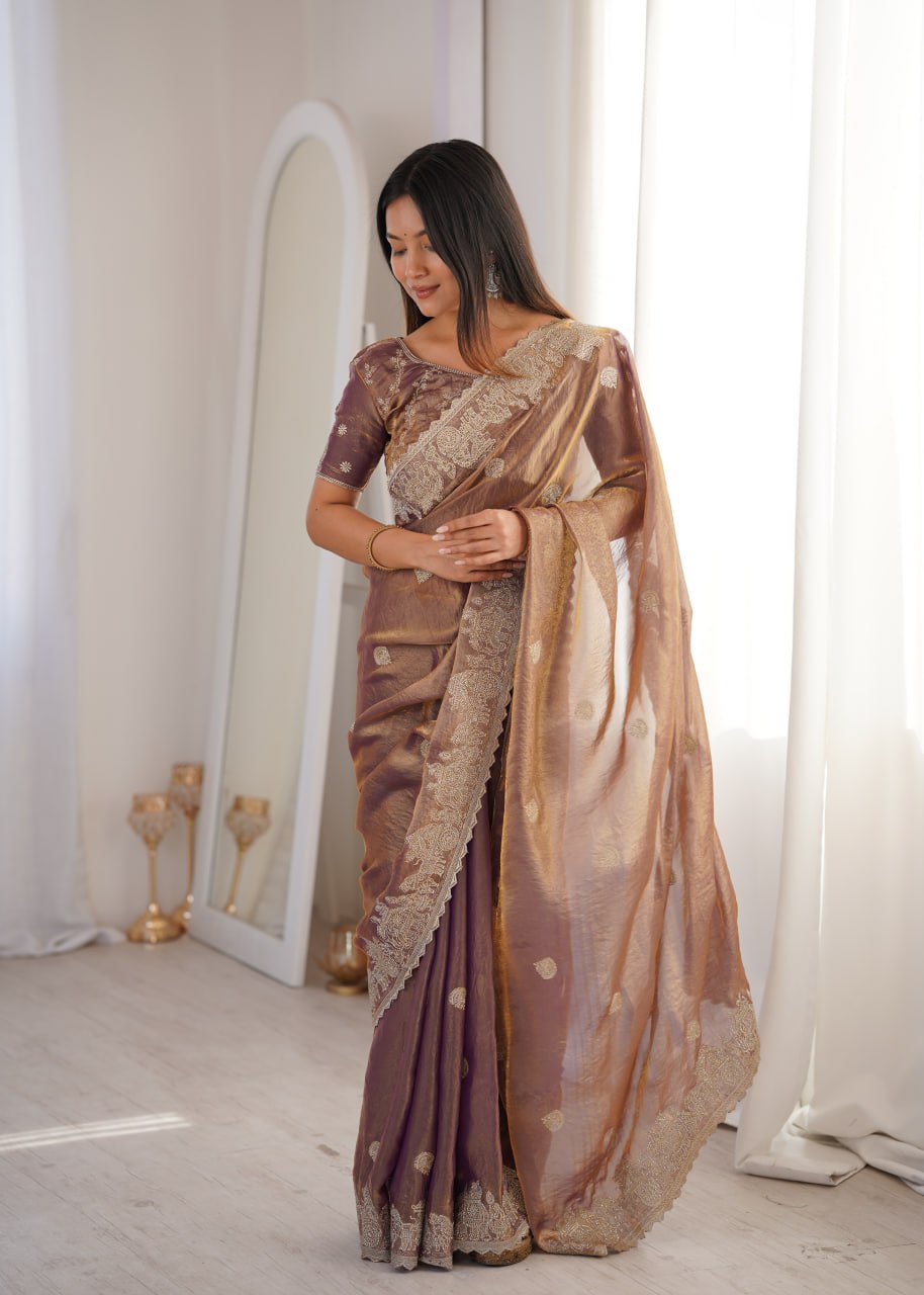 Fendy Crush Zari Embroidered Saree