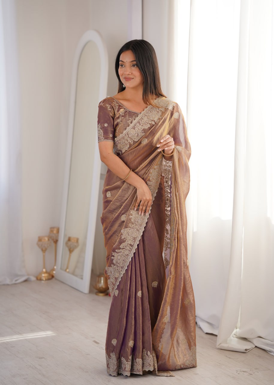 Fendy Crush Zari Embroidered Saree