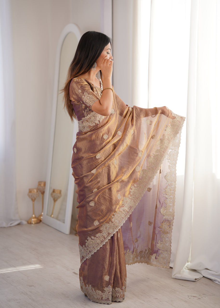 Fendy Crush Zari Embroidered Saree