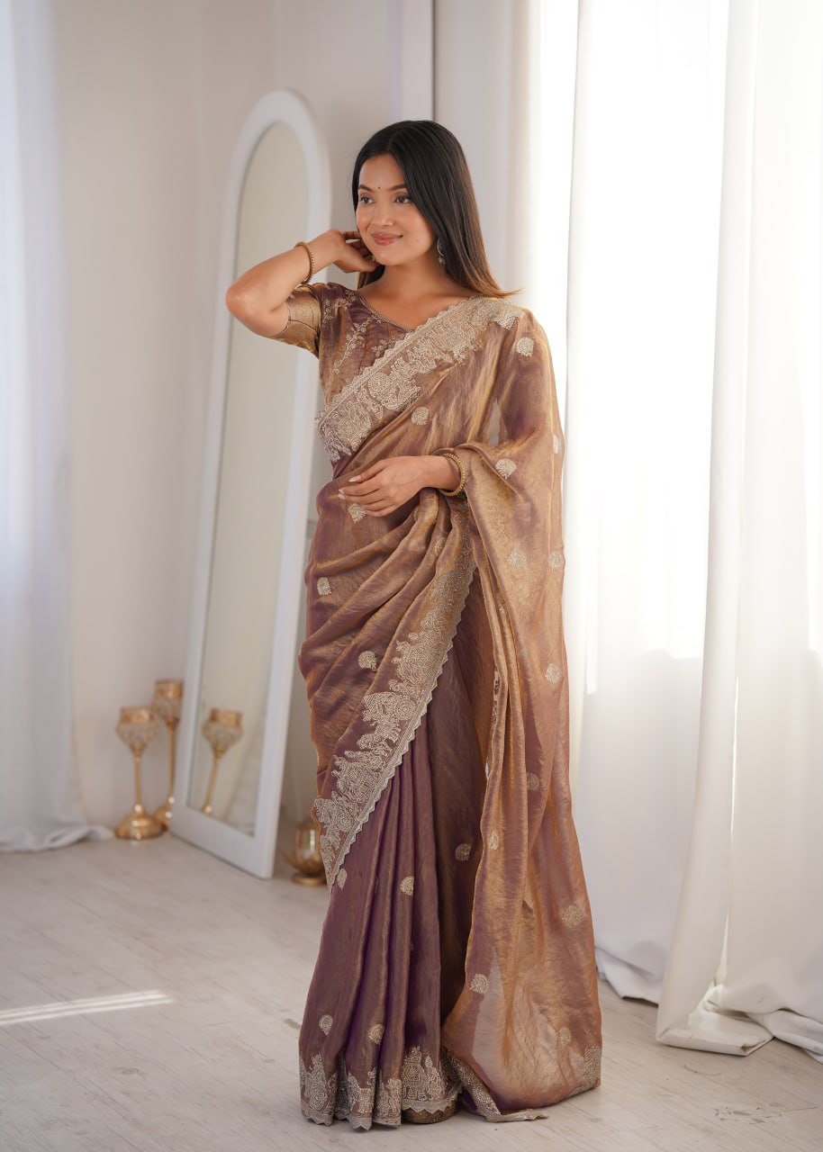 Fendy Crush Zari Embroidered Saree