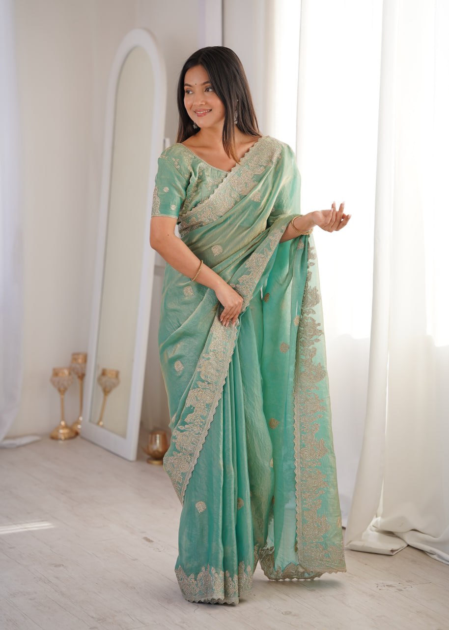 Fendy Crush Zari Embroidered Saree