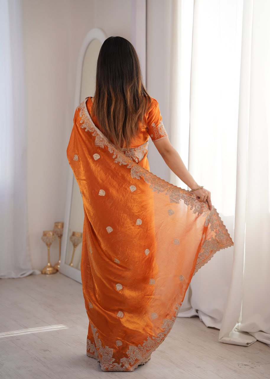 Fendy Crush Zari Embroidered Saree