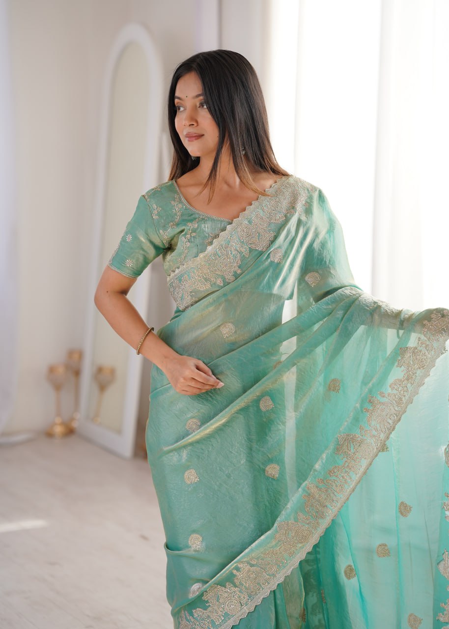 Fendy Crush Zari Embroidered Saree