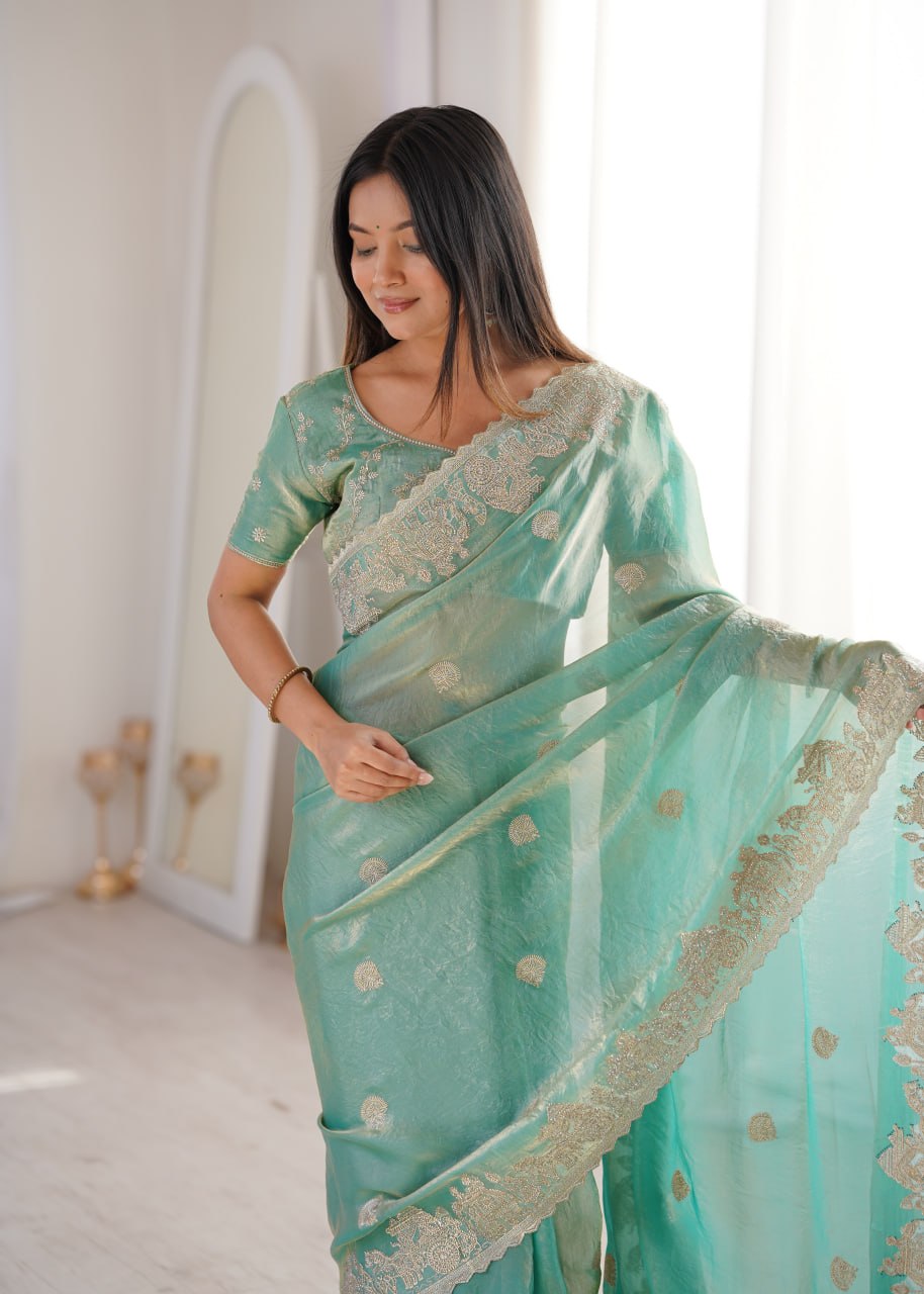 Fendy Crush Zari Embroidered Saree