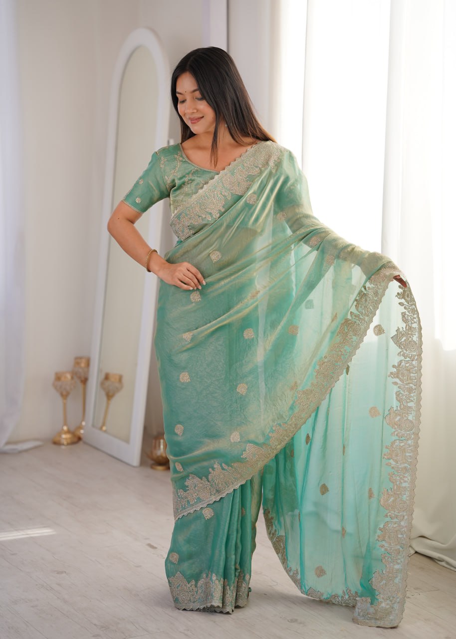 Fendy Crush Zari Embroidered Saree