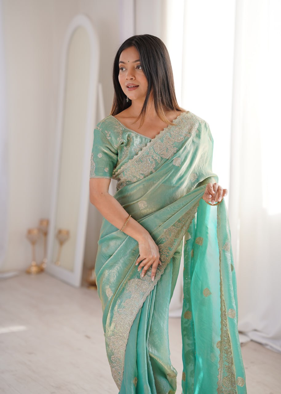 Fendy Crush Zari Embroidered Saree