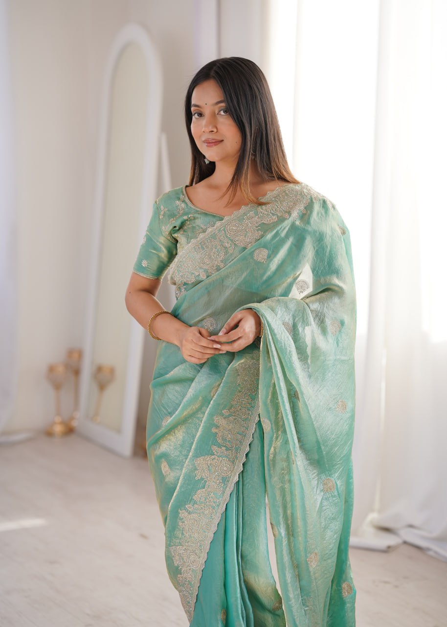 Fendy Crush Zari Embroidered Saree