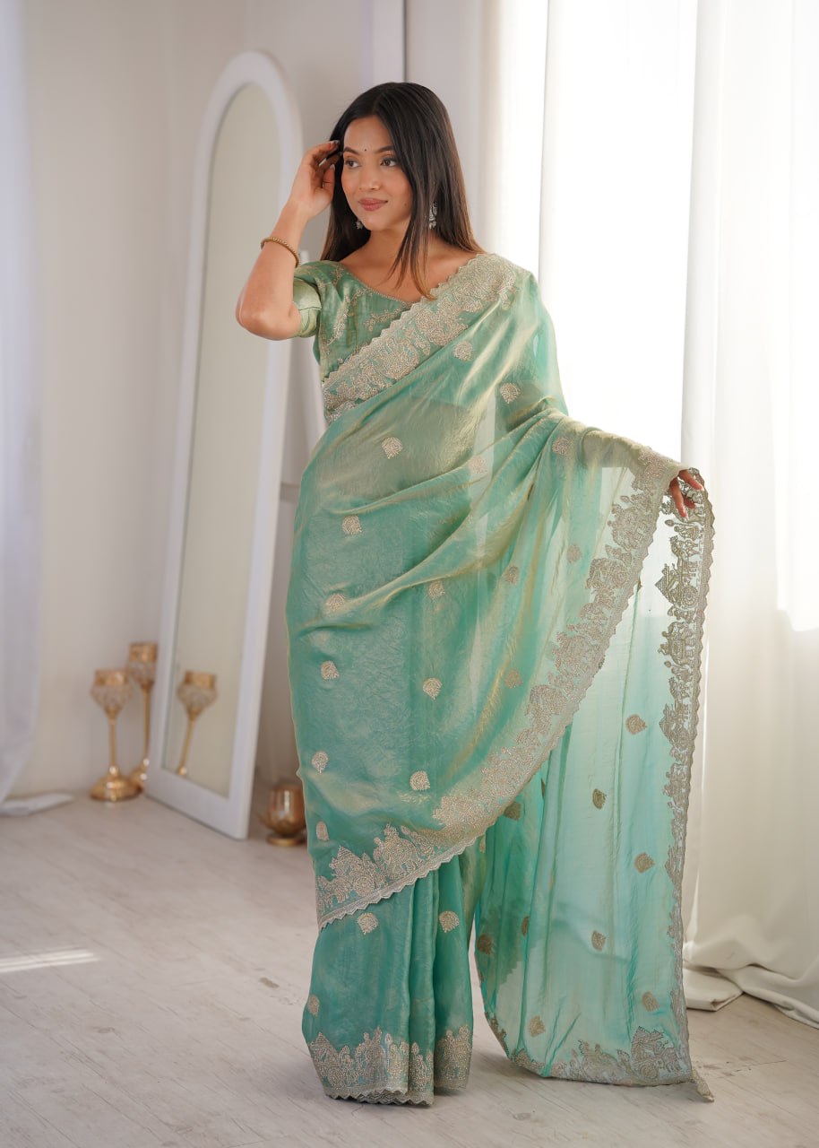 Fendy Crush Zari Embroidered Saree