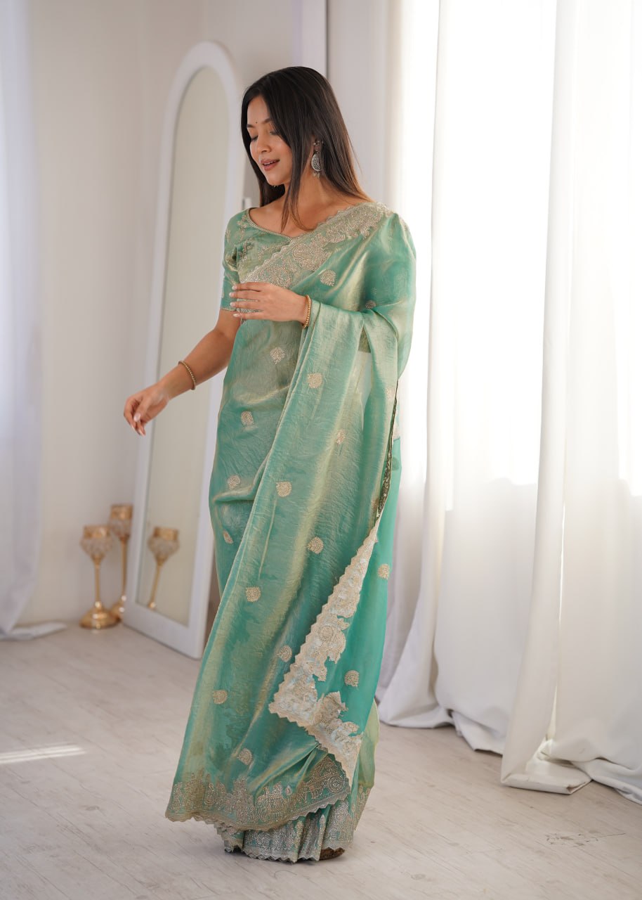 Fendy Crush Zari Embroidered Saree