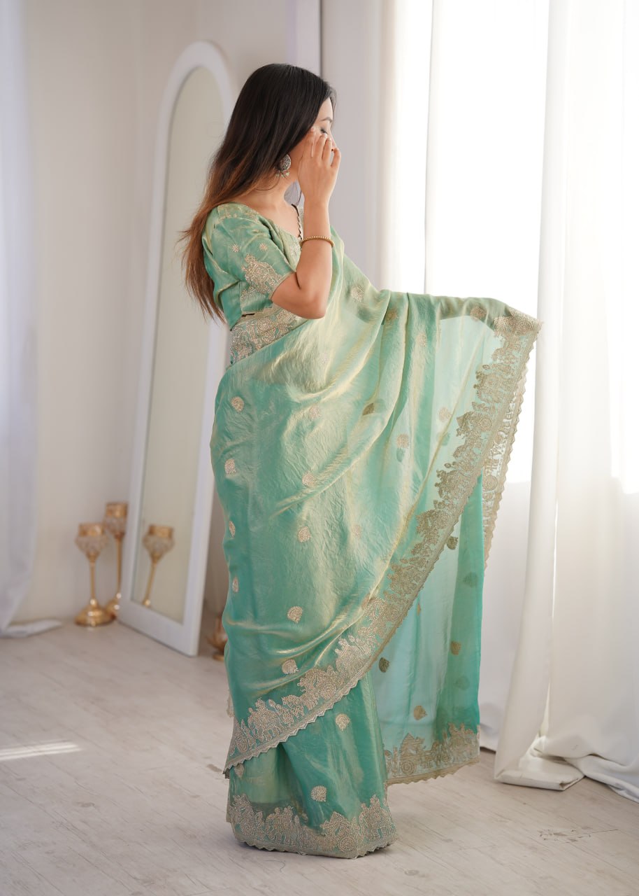 Fendy Crush Zari Embroidered Saree