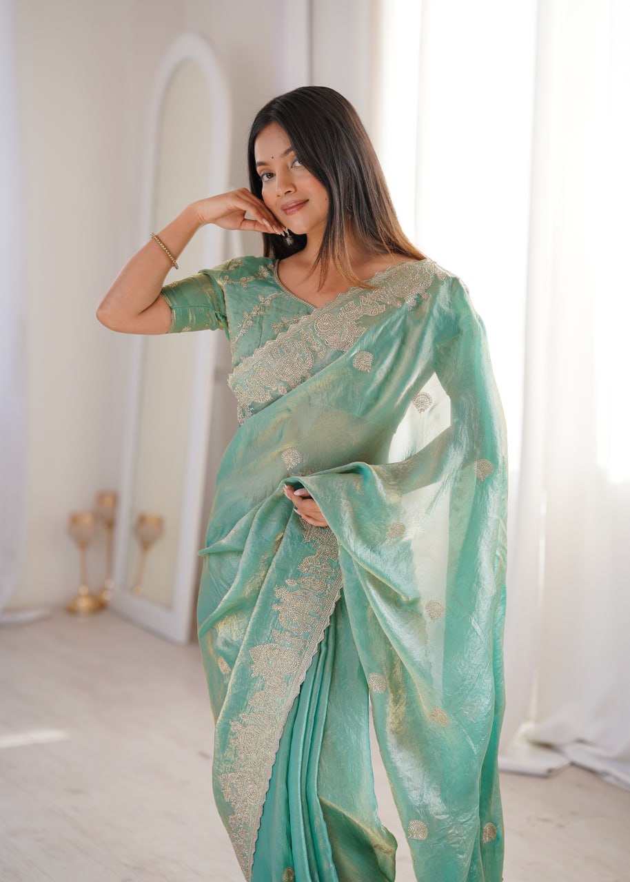 Fendy Crush Zari Embroidered Saree