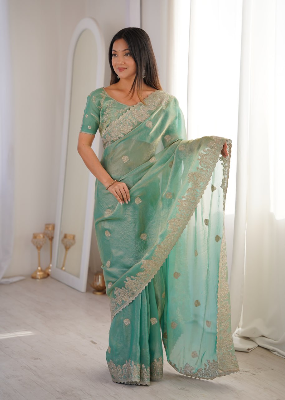 Fendy Crush Zari Embroidered Saree