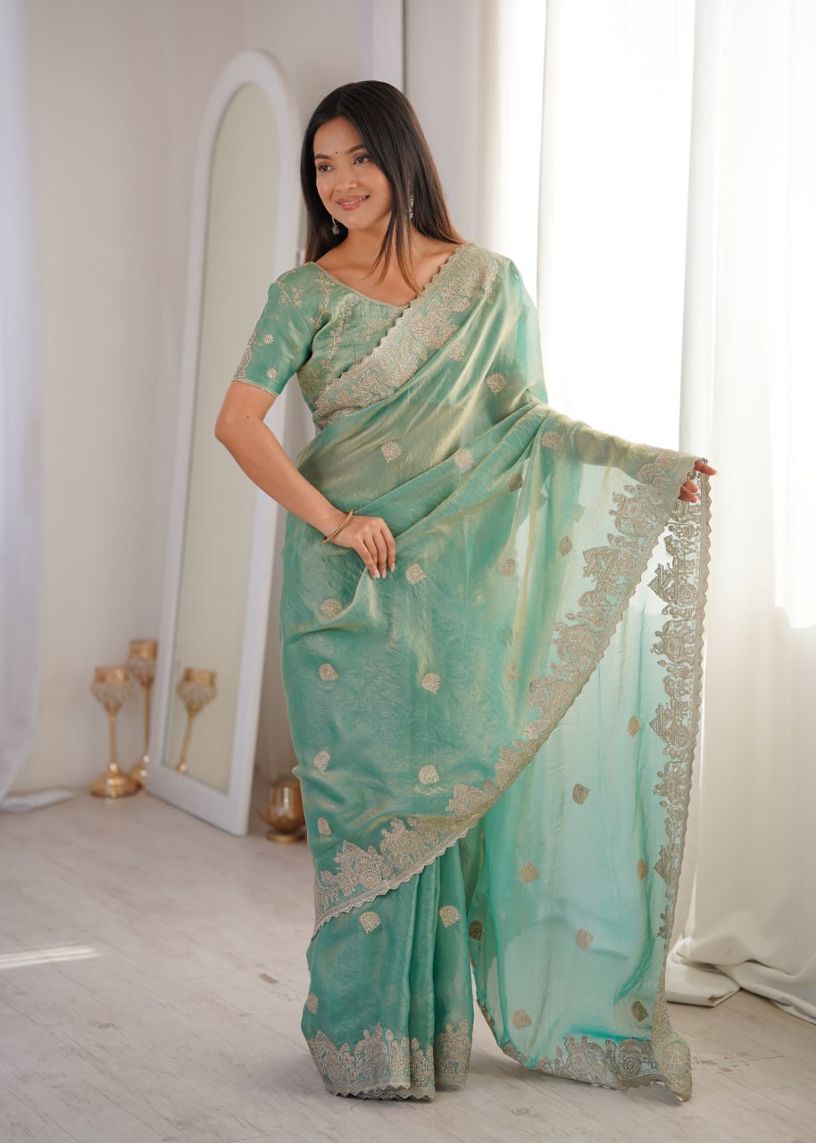 Fendy Crush Zari Embroidered Saree