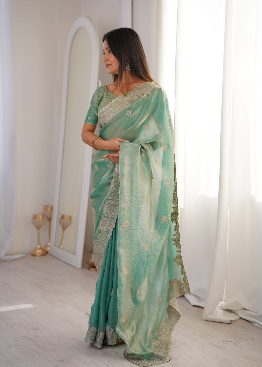 Fendy Crush Zari Embroidered Saree