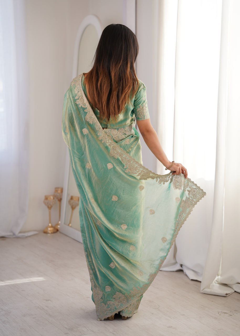 Fendy Crush Zari Embroidered Saree