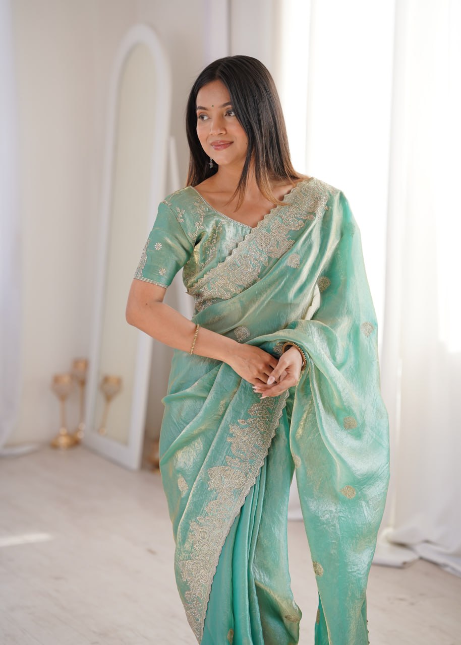 Fendy Crush Zari Embroidered Saree