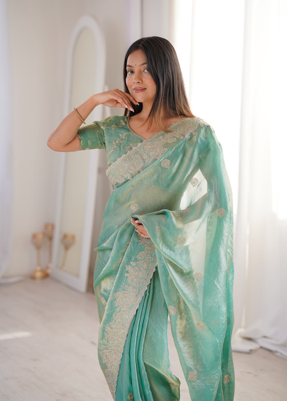 Fendy Crush Zari Embroidered Saree