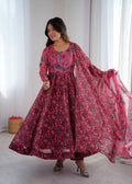 Organza Ajrak Print Anarkali Suit