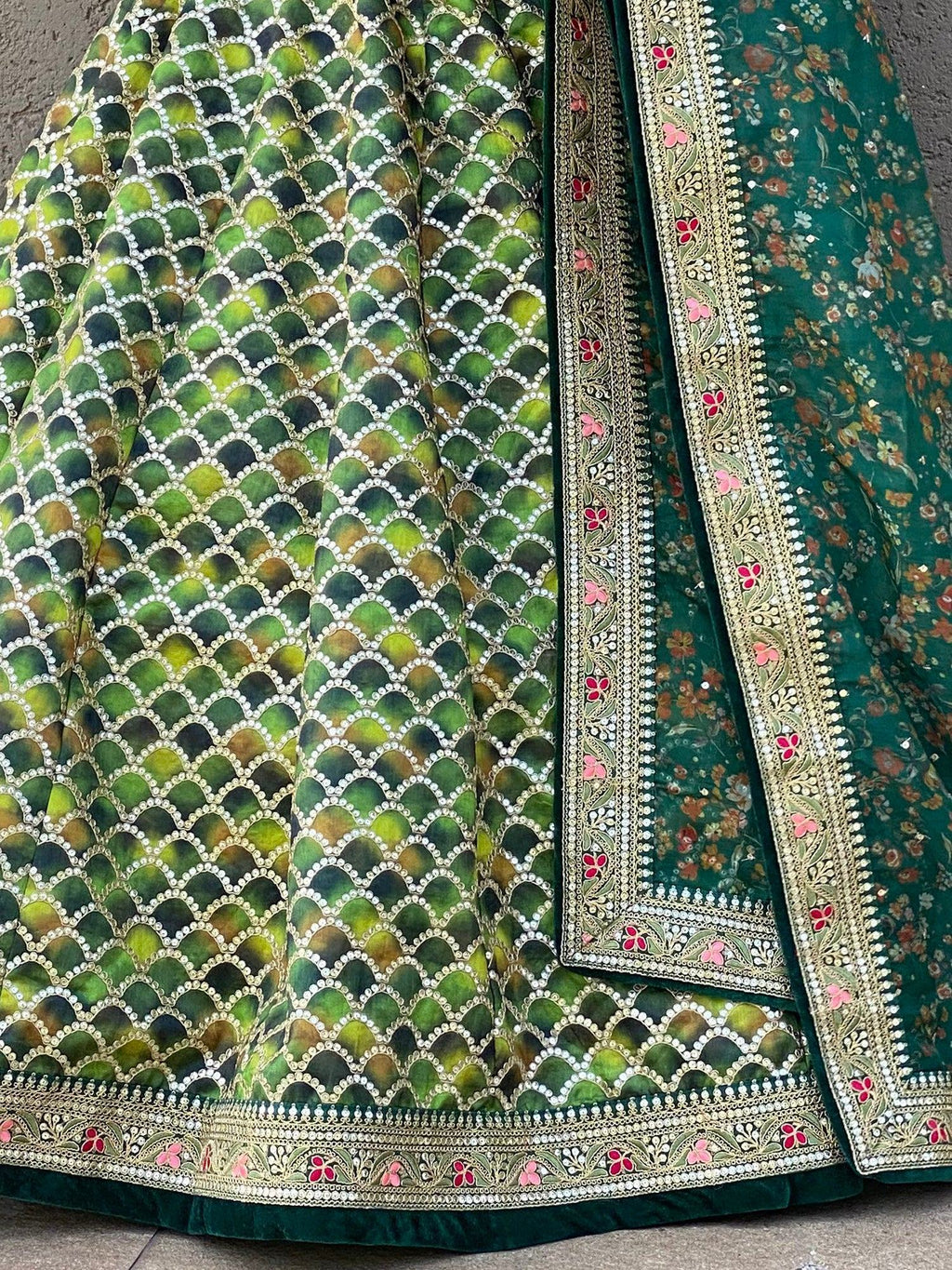 Outstanding Green Sequins Art Silk Sangeet Wear Lehenga Choli