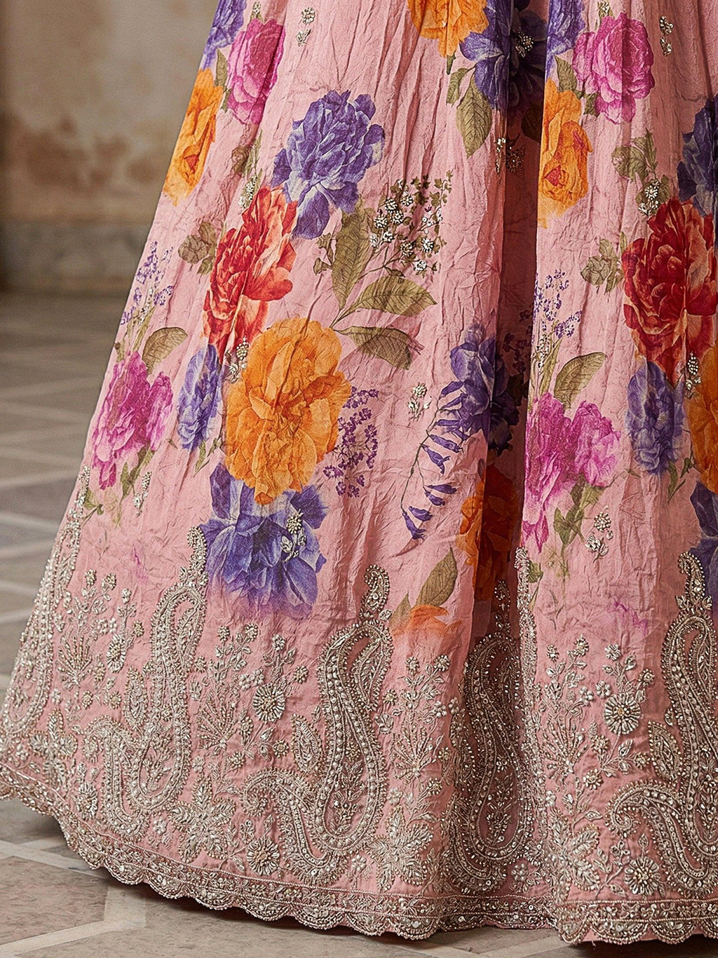 Pink Ravishing Tissue Bead Work Bridesmaid Lehenga Choli With Dupatta