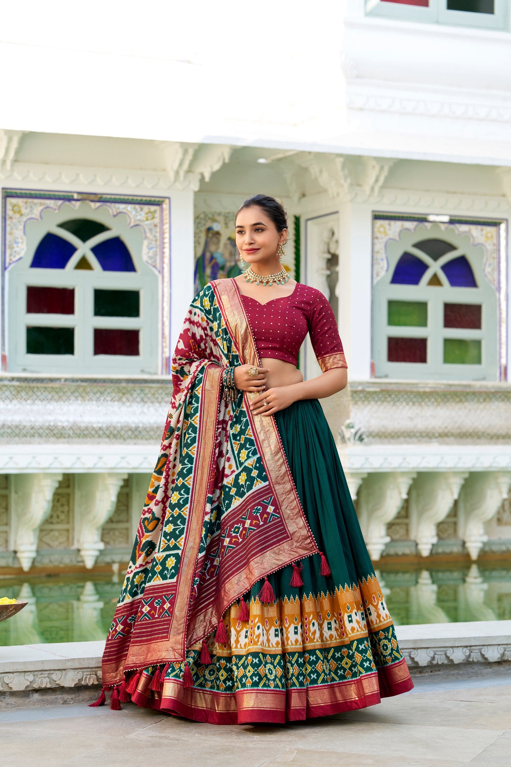 Patola Print Tussar Silk Lehenga Choli