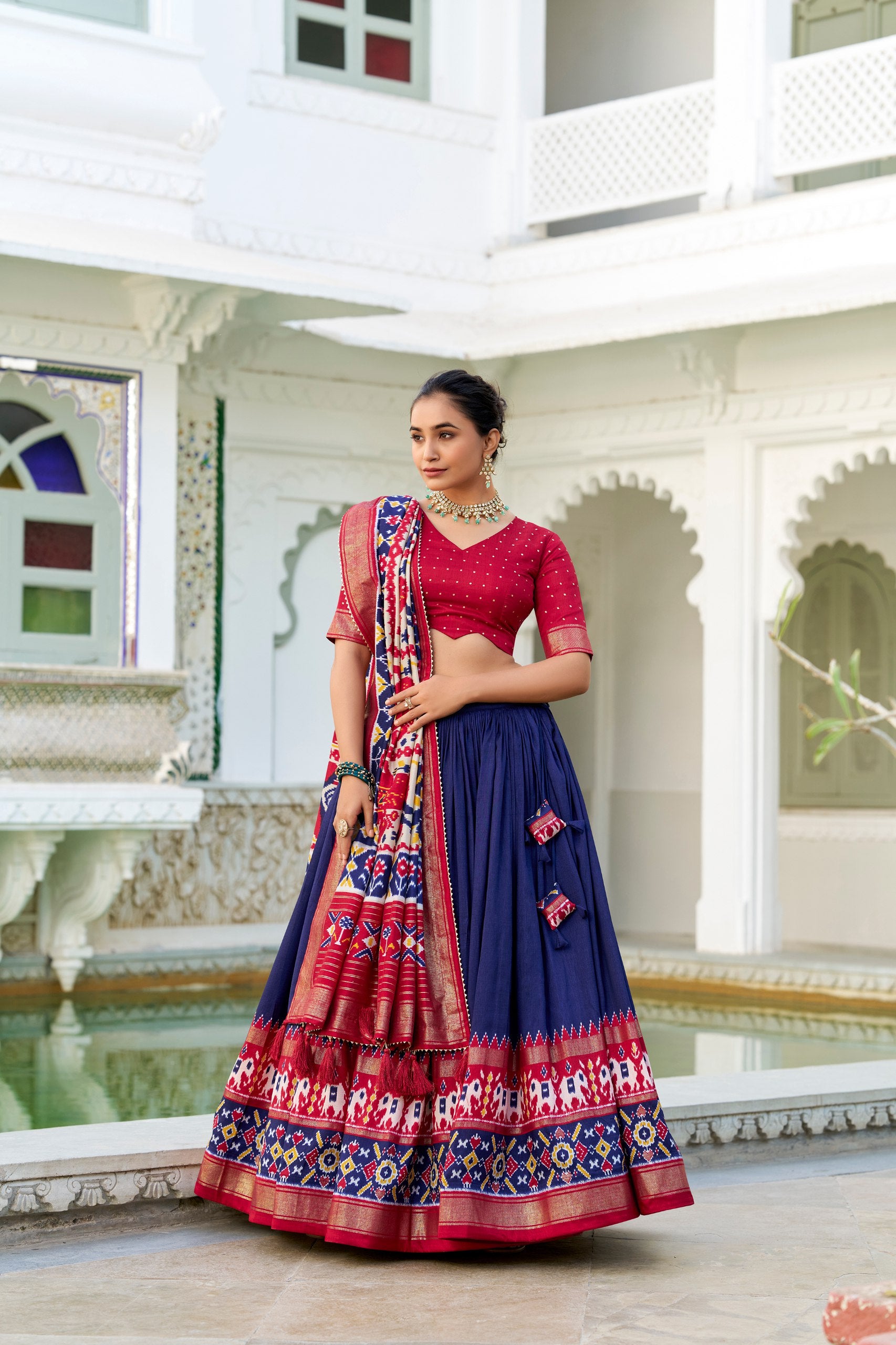 Patola Print Tussar Silk Lehenga Choli
