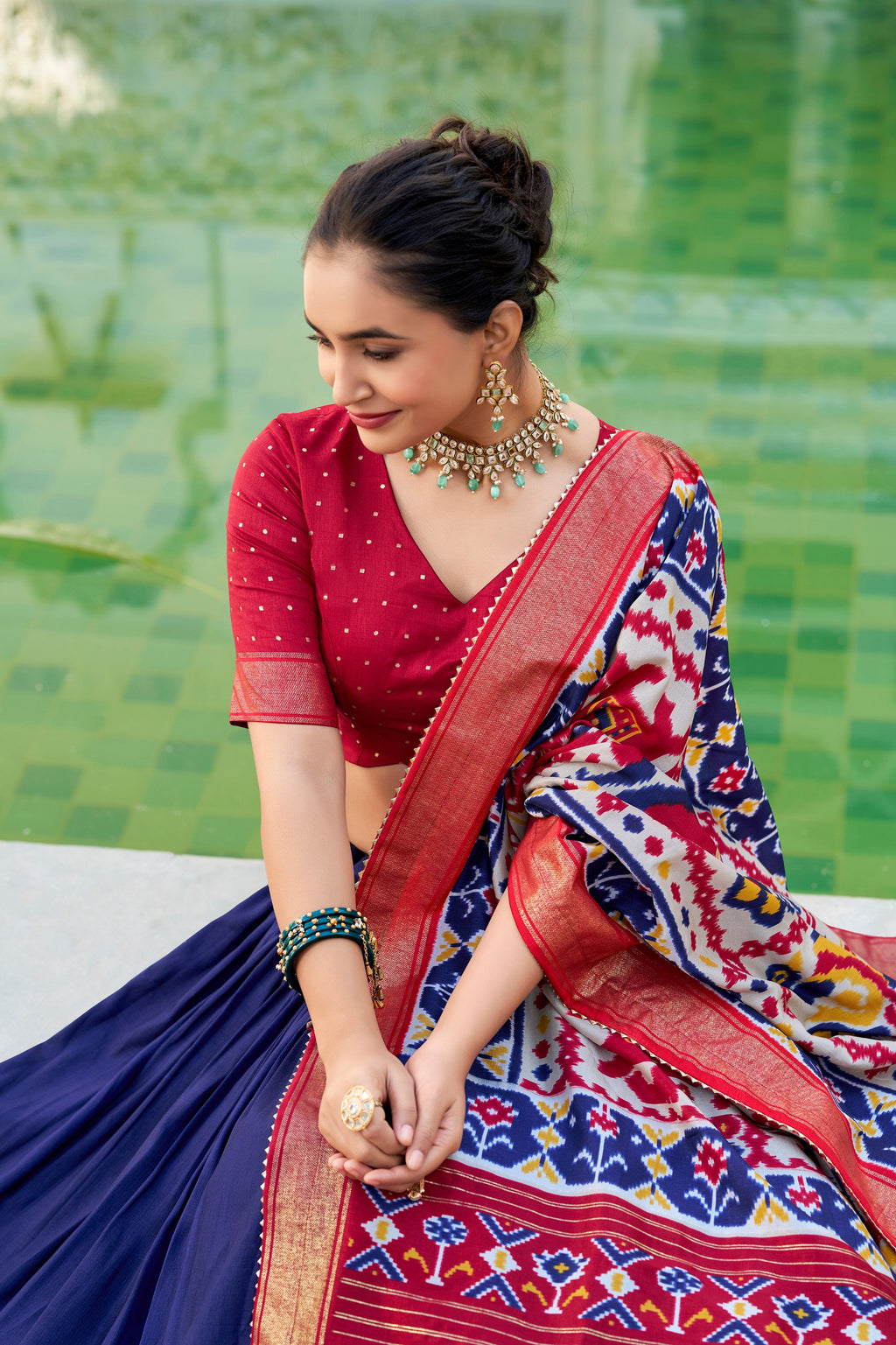 Patola Print Tussar Silk Lehenga Choli