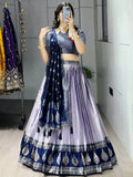 Purple Great And Zari Weaving Silk Wedding Wear Lehenga Choli
