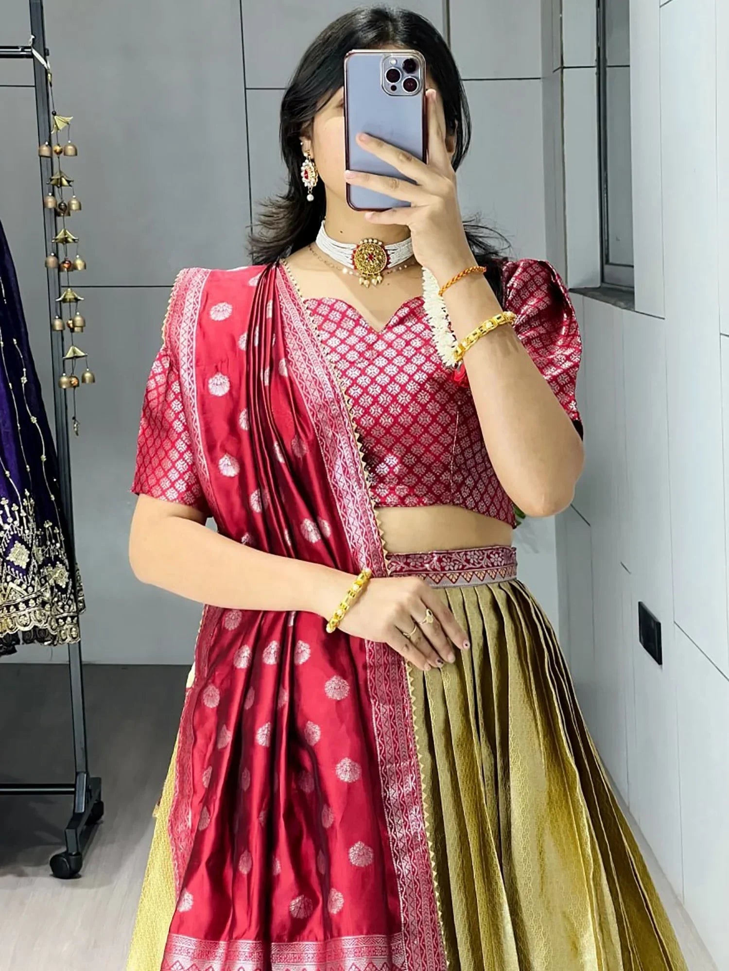 Green Great And Zari Weaving Silk Wedding Wear Lehenga Choli