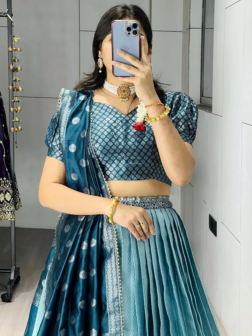 Blue Great And Zari Weaving Silk Wedding Wear Lehenga Choli