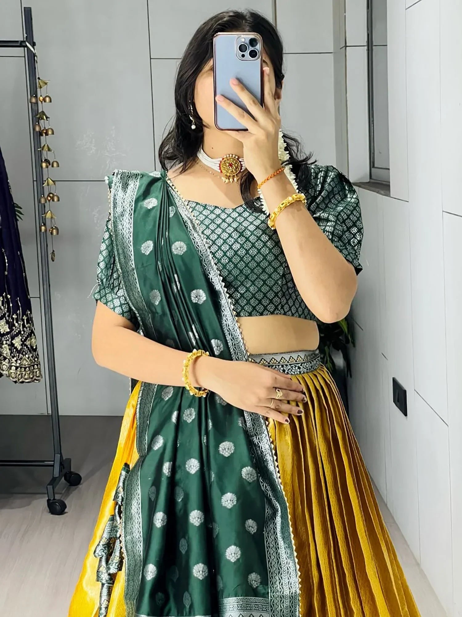 Yellow Great And Zari Weaving Silk Wedding Wear Lehenga Choli
