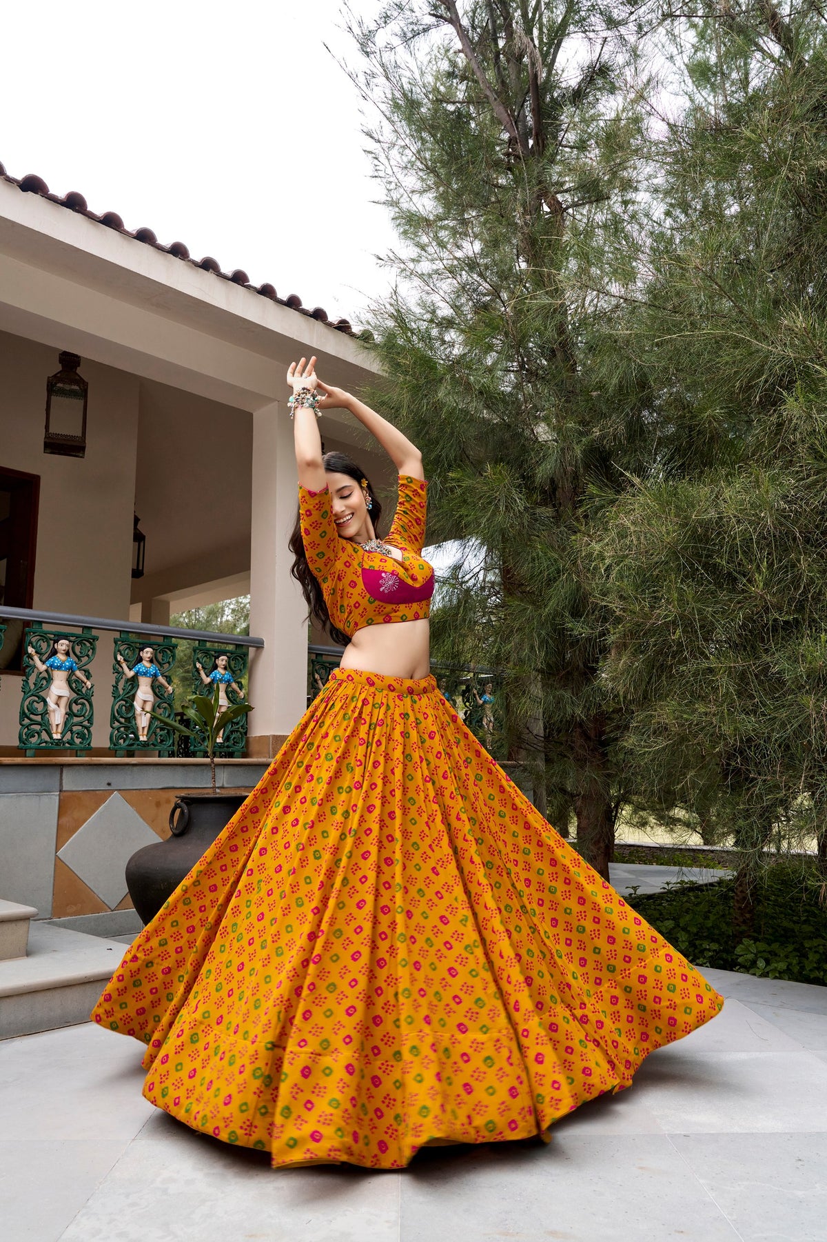 Gulal Bandhej Print Navratri Lehenga Choli