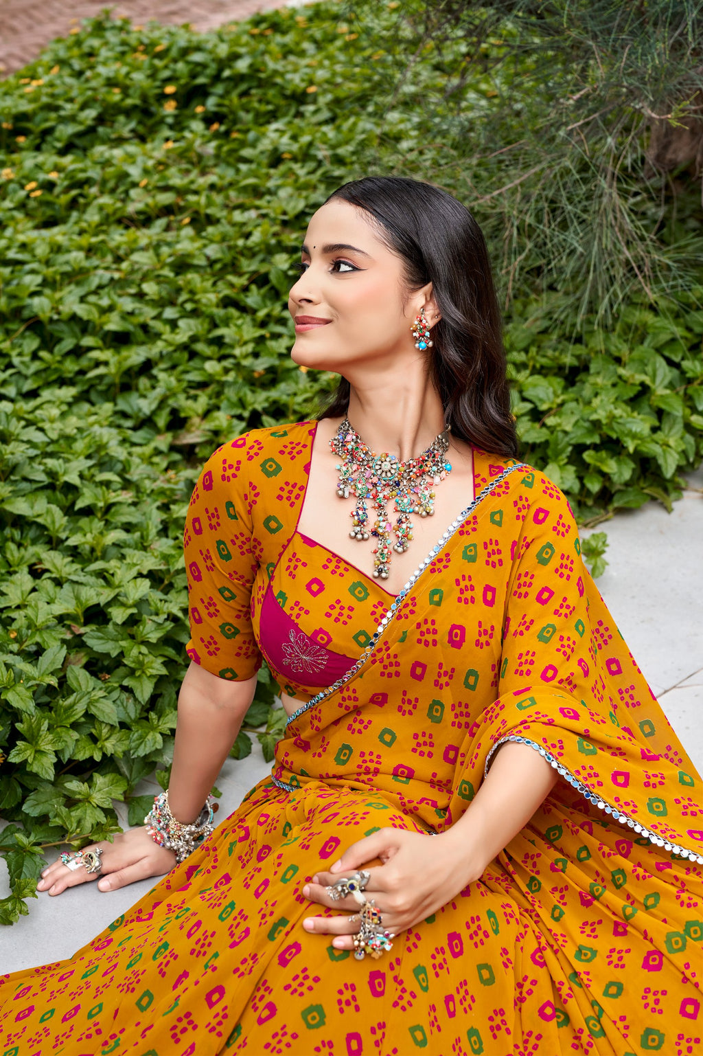 Gulal Bandhej Print Navratri Lehenga Choli
