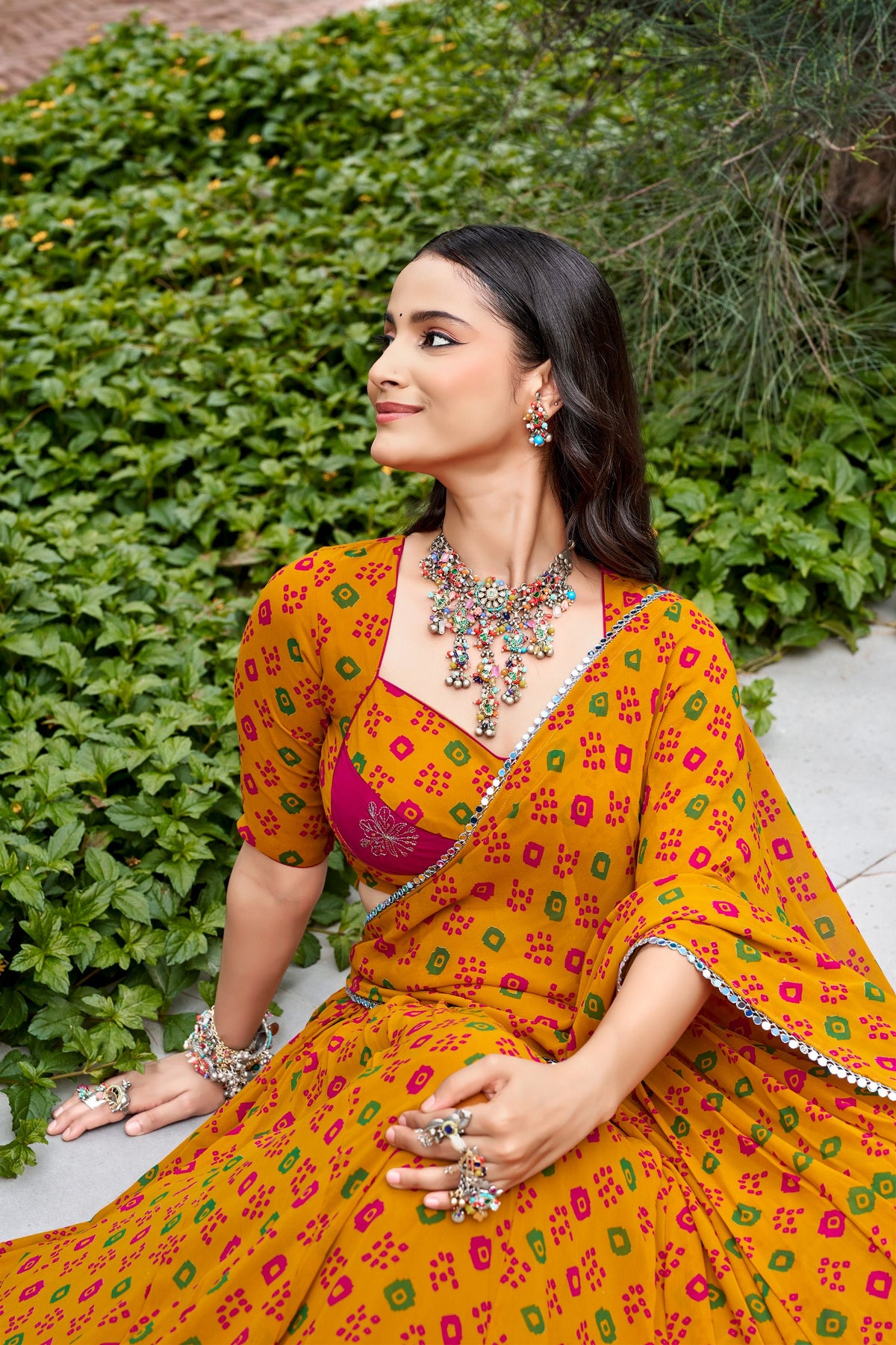 Gulal Bandhej Print Navratri Lehenga Choli