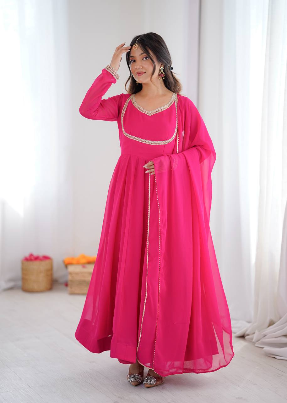 Pink Kalicut Anarkali Suit