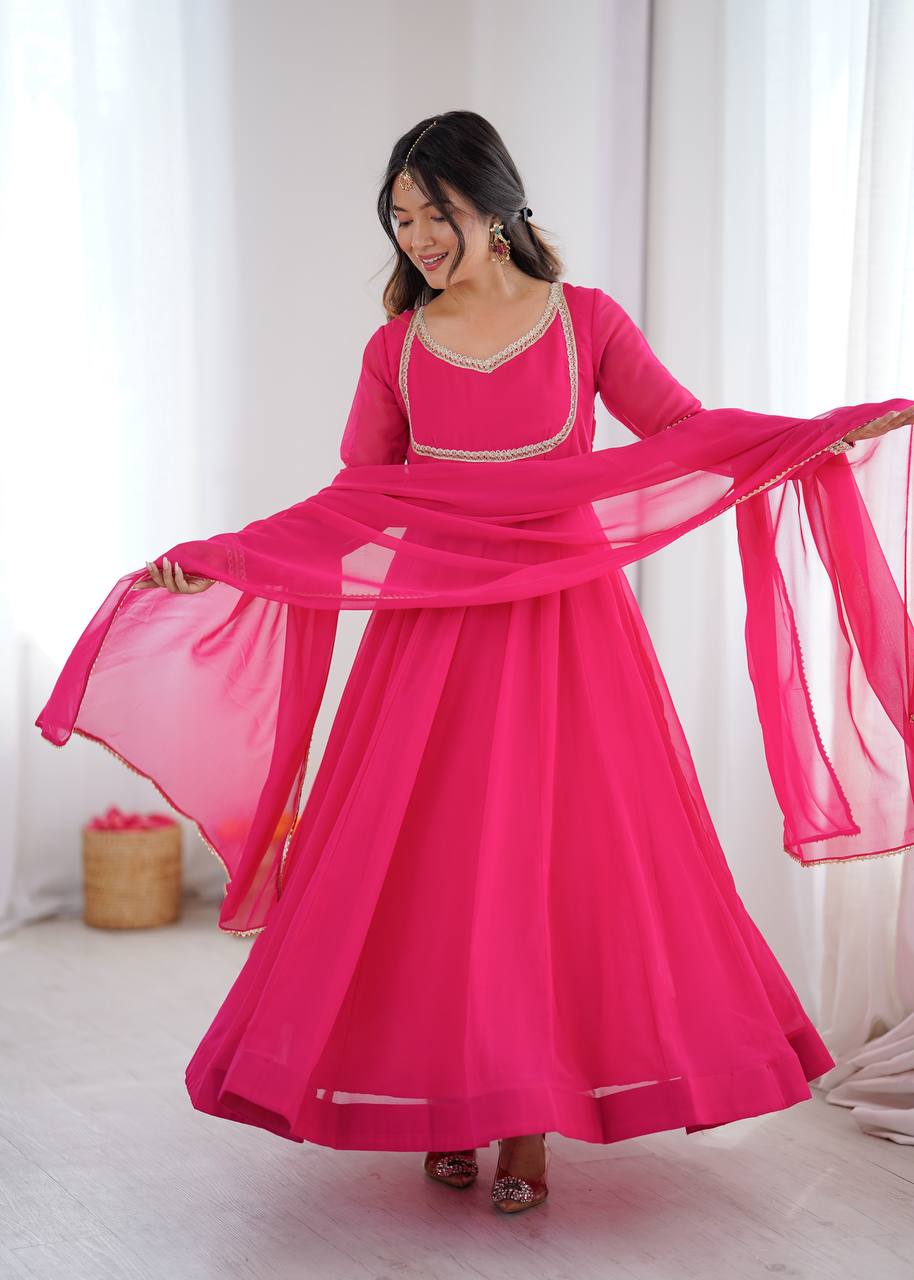 Pink Kalicut Anarkali Suit