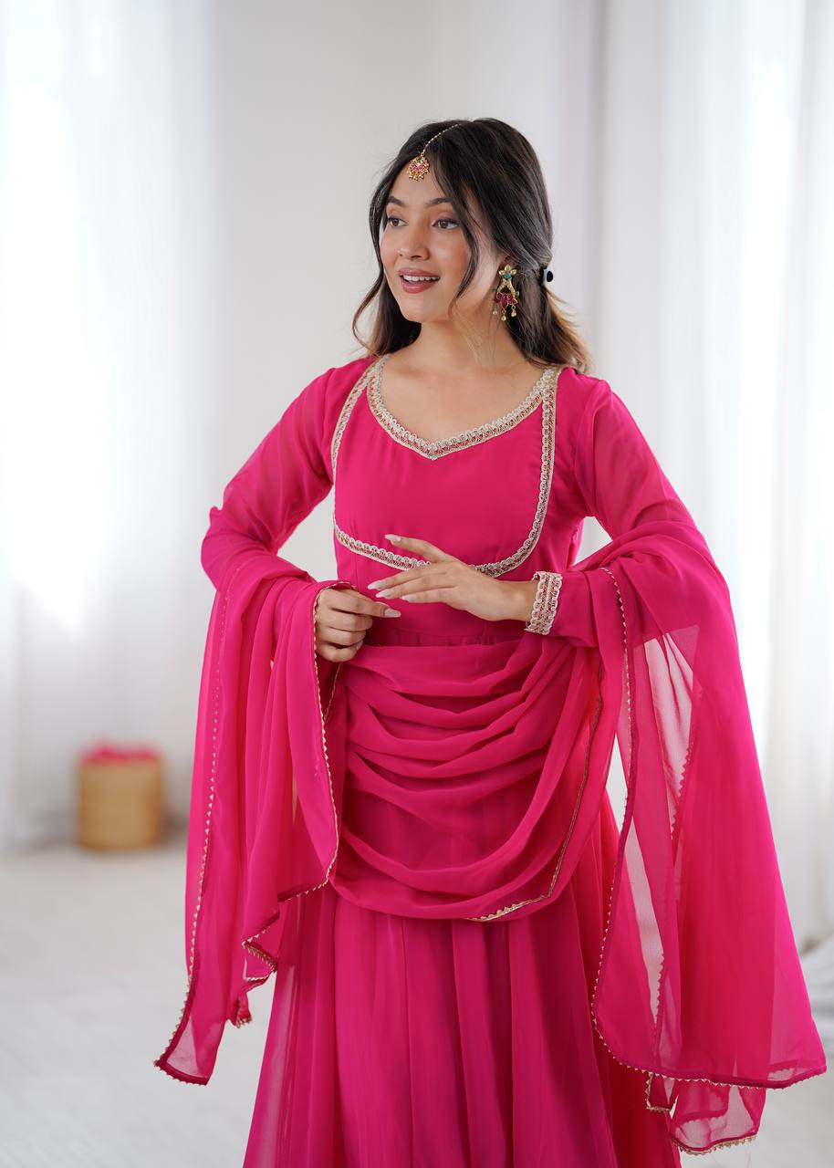 Pink Kalicut Anarkali Suit