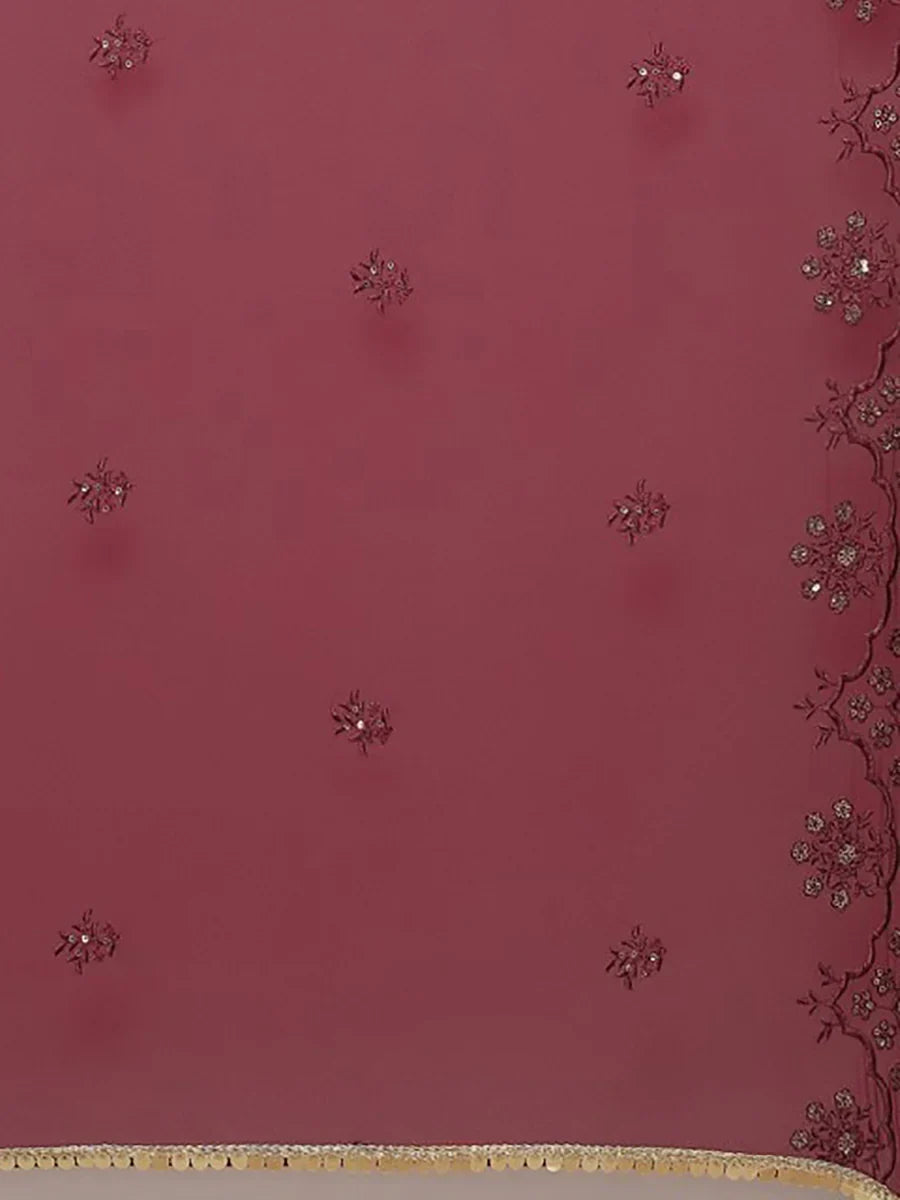 Brilliant Dark Pink Georgette Sequins Lehenga Choli With Dupatta