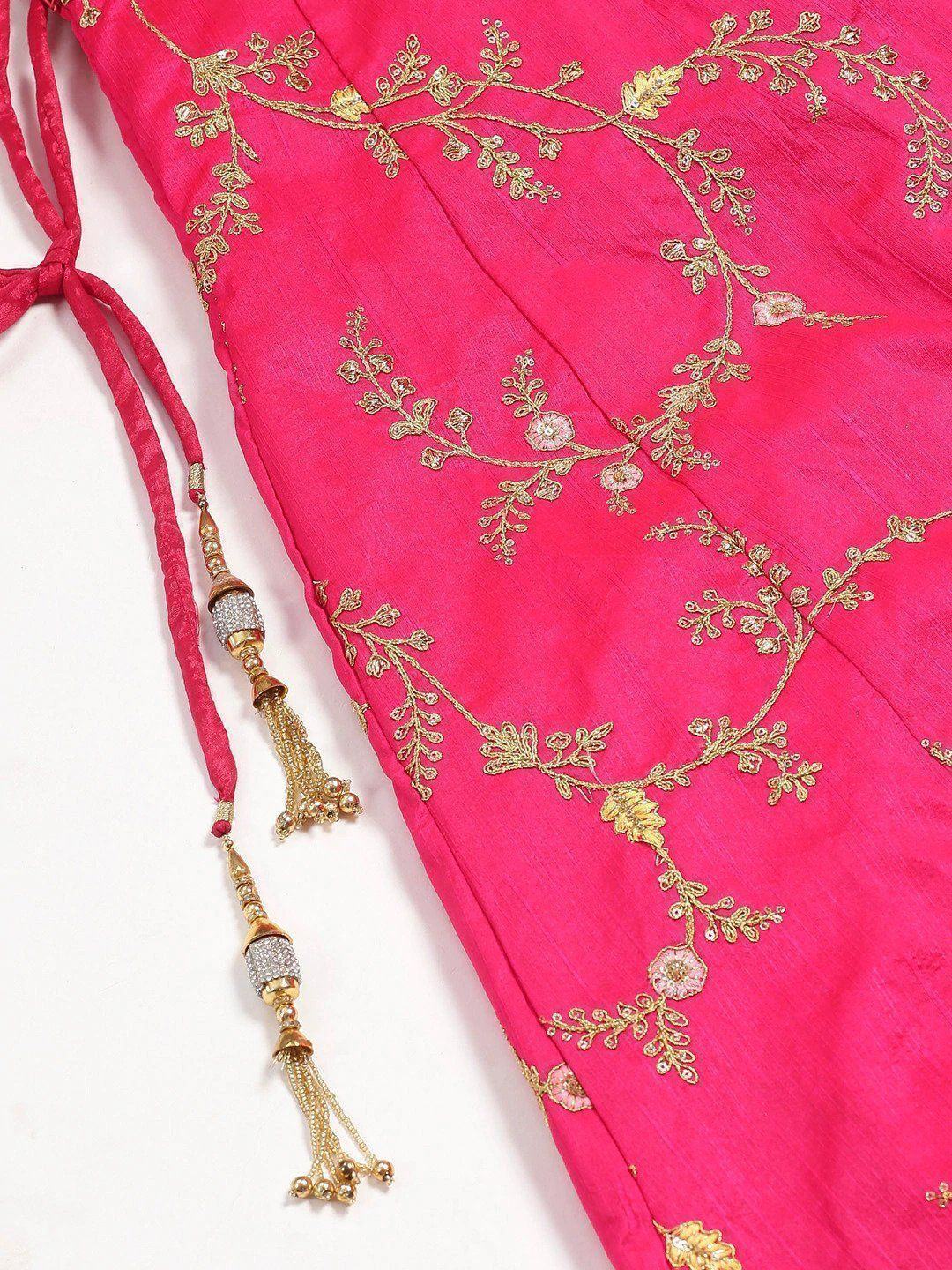 Pink Semi-Stitched Myntra Lehenga & Unstitched Blouse with Dupatta